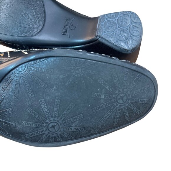 Pikolinos Women's Black Leather Laser Cut Floral Slip On Mule.EU 37 US 6 - Picture 10 of 11